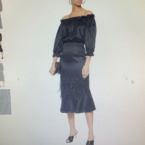 Saloni Grace black midi dress size 6 NWT